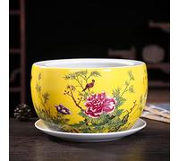 Plantas de cerámica pintadas a Mano Maceta Estilo Chino Uso en jardín Interior y Exterior con Bandeja de Goteo Jarrón Maceta clásica China Especialidad (G 28 * 17 CM)