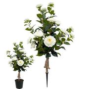 Plantas de exterior artificiales | Camelia con estacas de suelo para decoración primaveral - plantas para porche delantero árbol artificial | para Exterior Jardín Patio Sendero Hogar Mujeres Cumpleaño