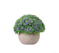 Plantas en maceta de imitación, flores artificiales de plástico, decoración del hogar, jardín, boda, fiesta, 9 x 13 x 13 cm, amarillo morado (morado)