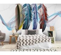 Plantas Hojas Plumas Murales De Paisaje Decoración Del Hogar Texturas Hogar Sala De Estar Fondos De Tv-150Cm×105Cm