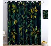 Plantas Hojas Tema Cortinas de Regalo para Nueva Casa 280 x 300 cm Verde Bosque - Cortinas Opacas Elegantes y Prácticas, Set de 2 Paneles Ideal para Bodas, Cumpleaños o Mudanzas