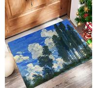 Plantas para Pintura Óleo Felpudo Antideslizante - 80 x 120 cmÁlamo Trampa de Tierra Felpudo Exterior e Interior para Entrada Limpia - Fácil de Cuidar - Verde