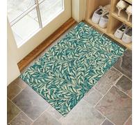 Plantas Pintadas A Mano Felpudo De Entrada, Verde Oscuro 60 X 90 Cmalfombra para Puerta, Felpudo Absorbente, Hojas Sauce Alfombrilla Antideslizante para Recibidor, Pasillo, Cocina, Dormitorio