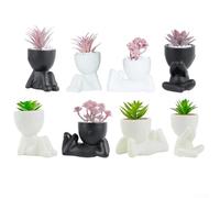Plantas suculentas artificiales, planta falsa en maceta para decoración del hogar, baño, dormitorio, oficina, escritorio, vegetación sintética realista en blanco o negro (1)