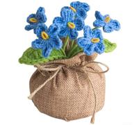 Plantas tejidas a mano Forget Me Not Dried con flores tejidas a mano, decoración floral artificial para el hogar, estante de escritorio, adorno de larga duración, no necesita agua, ideal para