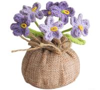 Plantas tejidas a mano Forget Me Not Dried con flores tejidas a mano, decoración floral artificial para el hogar, estante de escritorio, adorno de larga duración, no necesita agua, ideal para