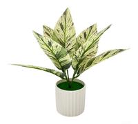 Plantas verdes artificiales a rayas verticales hechas de plástico para sala de estar, dormitorio, sala de estudio (E)