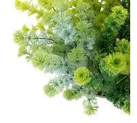 Plantas verdes artificiales, paquete de 6 follajes de plástico para decoración de cercas al aire libre y decoración del hogar, acento realista de jardín de bajo mantenimiento