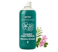 PLANTAWA Champú para Perros Citronela y Geraniol 1L | Champú Perros Piel Sensible e Hipoalergénico | pH Neutro Hidratante | Pelo Suave y Brillante | Fórmula Vegana para Uso Frecuente