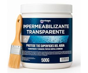 Plantawa Impermeabilizante Transparente 500g | Revestimiento impermeable definitivo, Genera Película Protectora, Resistente al Agua y Humedad, Revestimiento Impermeable para Interiores y Exteriores