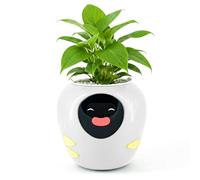 Plantbot - Plantador de plantas para mascotas grande inteligente con inteligencia artificial, pantalla de temperatura de tiempo y base de animación expresa numerosa, para decoración de interiores