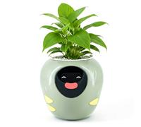Plantbot Robot de Macetas Inteligente Mejorado Grande con Inteligencia Artificial, Pantalla de Tiempo y Temperatura, y Numerosas Animaciones Expresivas, para Decoración Interior, Regalos (Verde)
