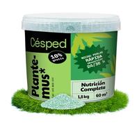 PLANTEMUS Abono Césped Efecto Prolongado NPK (12-11-18) + Micronutrientes, Césped Verde y Duradero, Fertilizante Granulado Perlas Ultrasolubles, 1.8 KG, 60 m²