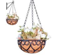 Planter de resina colgante - 11,81 pulgadas Garden Plant Basket, Decorative Outdoor Planter Pot, Resin Iron Hanging Flower Basket With Chain For Indoor Patio Yard Front Door Decor