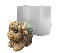 Planter Mold, Highland Cow Resin Casting Silicone Mold, Craft Flower Pot Mould for Epoxy, Wax, Clay, Jewelry Box, Candy Jar, Art Projects, and Home Decoration, 4.13x3.15 inches