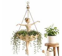 Planter Pot Hanging Cute Flower Planters - Resin Unique Succulent & Trailing Plant Holder with Metal Chains Decorative Hanging Basket Ballet Dancer Shape Vase for Patio Porch Garden Decor
