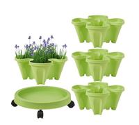 Planter Tower, Strawberry Garden Pot, 4 Tier Planter with Wheels, Removable Tray Flower Stand for Succulents Vegetables Flowers Balcony Patio Indoor Outdoor Gardening Use 12,99 x 3,15 in