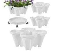 Planter Tower, Strawberry Garden Pot, 4 Tier Planter with Wheels, Removable Tray Flower Stand for Succulents Vegetables Flowers Balcony Patio Indoor Outdoor Gardening Use 12,99 x 3,15 in