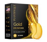 PLANTIFIQUE 24k Gold Parches Ojos Bolsas y Ojeras, 20 Pares Parches de Colageno y Cafeine para Contorno Ojos, Mascarillas Dorados Antiarrugas y Antiojeras - Eye Patches