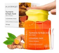 PLANTIFIQUE Almohadillas Exfoliantes con Ácido Kójico, Cúrcuma, Ceramida y Niacinamida - Kojic Acid & Turmeric Cleansing Pads - Rejuvenecimiento y Limpieza Facial - 60 piezas