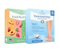 PLANTIFIQUE Calcetines Exfoliantes de Pies - 4 Combo Pack Mascarillas Peeling para el Cuidado de Pies Secos y Agrietados & Mascarilla Pies - Calcetines Hidratantes con Crema Nutritiva - 4 Pares