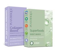 PLANTIFIQUE Mascarilla Facial Coreana con Ácido Hialurónico - Hidratante y Calmante, 5 Unidades & Mascarilla Facial Coreana - Hidratante y Reafirmantes - 5 Unidades con Colágeno