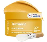 PLANTIFIQUE Mascarilla Facial Coreana de Arcilla con Cúrcuma y Vitamina C - Combate Manchas Oscuras, Refina Poros, Hidrata y Calma - Turmeric Clay Mask - Incluye Espátula, 110g / 3.88 oz