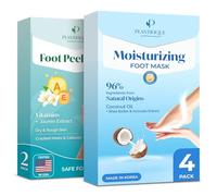PLANTIFIQUE Mascarilla Pies - Calcetines Hidratantes con Crema Nutritiva para Pies Muy Secos y Agrietados - 4 Pares & Mascarilla Pies Vitaminas - Peeling Durezas y Callos Eliminar - 2 Pares