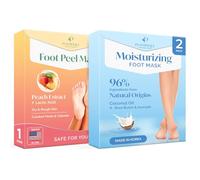 PLANTIFIQUE Mascarilla Pies Peeling con Melocotón -1 Pares Calcetines Exfoliantes para Cuidado de Pies & Mascarilla Pies Hidratante Coreana, 2 Pares - Calcetines Hidratantes para Pies Secos y Agrietad
