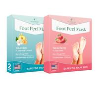 PLANTIFIQUE Mascarilla Pies Vitaminas - Peeling Durezas y Callos Eliminar - 2 Pares & Mascarilla Exfoliante Pies con Fresa - Cuidado Pies, Elimina Durezas y Callos - 2 Pares
