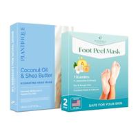 PLANTIFIQUE Mascarilla Pies Vitaminas - Peeling Durezas y Callos Eliminar - 2 Pares & Mascarilla Manos - Guantes Hidratantes para Manos Agrietadas y Secas - 4 Pares