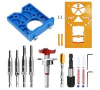 Plantilla Bisagras Cazoleta 35mm Set, Guía de Agujeros para Plantilla de Taladrar Bisagras, Herramienta para Montar Puertas de Armarios, para Posiciones de Bisagras de Armarios (Plata, amarillo, azul)