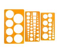 Plantilla Circular de 3 Piezas, Reglas Geométricas de Plástico Plantillas de Dibujos, Plantillas Circulares para Pintar, Regla Circular para Oficina y Escuela Diseño (Naranja Transparente)
