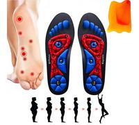 Plantilla de acupresión magnética Original Cómoda, transpirable con acupuntura para pies doloridos, 1 raspador de resina (rojo, M (40-43))