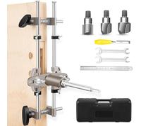 Plantilla de cerradura de mortaja, kit de abridor de agujeros de cerradura de puerta para puerta de madera con 3 cuchillas de corte de acero de tungsteno, herramienta de mortaja de puerta (kit de