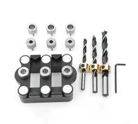 Plantilla de clavija autocentrante con mangas de taladro de 6 mm y 10 mm, localizador de guía de taladro de agujero de metal para carpintería de 13 a 32 mm, espacio de 32 mm, naranja (negro)