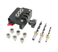 Plantilla de clavija autocentrante para carpintería con brocas de 6/8/10 mm y bujes intercambiables, control de profundidad ajustable, guía de taladro compacta