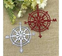 Plantilla de corte de metal con forma de brújula de 9,5 x 8,2 cm, para álbumes de recortes, álbumes de fotos, tarjetas, papel, manualidades, plantilla de grabado en relieve