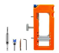 Plantilla de enrutador de bisagra de puerta con inserciones modulares y almohadillas de silicona dobles para un posicionamiento fiable durante las tareas de mortaja del enrutador (gris)