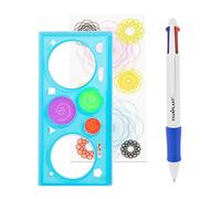PLANTILLA DE ESPIRAL DIBUJOS GEOMÉTRICOS STARPLAST - Plantilla de regla geométrica - AZUL + BOLÍGRAFO 4 COLORES