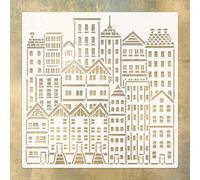 Plantilla de Grandes Ciudades - Plantillas Reutilizables 11.81x11.89 pulgadas para Pintura, Scrapbooking y Decoupage. Gran Plantaillla Mural Hogar & en Pasillo o Suelo