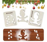 Plantilla de Huella de Duende de Navidad, Plantilla de gnomo reutilizable, Accesorios Duende de Navidad, Elfo Plantillas de Spray de Nieve para Ventanas, Paredes, Suelos