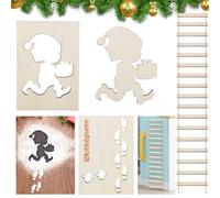 Plantilla de Huellas de Gnomo, Elfo Puerta Accesorios Navidad, Plantilla Huellas Elfo Navidad con Escalera de Cuerda, Accesorios para Puerta de Gnomo, Escalera de Duende para Decoración Navideña