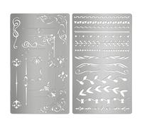 Plantilla de metal de 2 piezas para diario, plantillas de borde y línea de acero inoxidable reutilizables de 4 x 7 pulgadas, guía de borde decorativa para diario de viñetas, quema de madera, álbumes