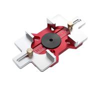 Plantilla De Mortaja Y Espiga - Aleación Aluminio 14x12.5x3cm | Guía Ranurado 2-en-1 Para Carpintería | Modelo Posicionamiento Ranuras Con Radio Borde Instalación Puerta Madera Círculo Mortaja