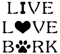 Plantilla de Mylar de 190 micras, tamaño A3, diseño de perro con texto en inglés "Live Love" y corteza de corazón, huella, vaca, toro, calavera, pájaro, paloma, águila, búho, caballo, unicornio, lob