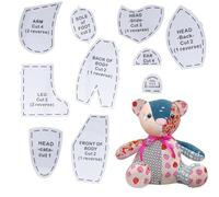 Plantilla de patrón de costura Memory Bear - Reglas de acolchado acrílico de 15 pulgadas para principiantes - Fabricación de osos de peluche para manualidades de costura en el hogar - Proyecto de