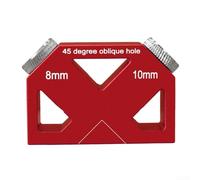Plantilla de perforación de 45° para uniones de madera, guía de metal Dowel con 8 mm y 10 mm de orificio, ayuda de perforación oblicua de 45 grados para agujeros de inglete, para técnicas de unión de
