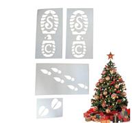 Plantilla de pie de Navidad, plantilla para decoración de vacaciones - Modelos de huellas de 4 piezas Plantilla de Navidad reutilizable,Pasta de pintura sobre nieve, plantillas de vacaciones, pequeña