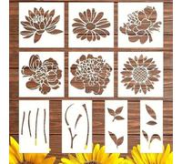 Plantilla de pintura - plantillas grandes reutilizables | Modelos florales decorativos | Plantillas sostenibles con detalles específicos | Plantillas de pintura para manualidades de madera Decoración